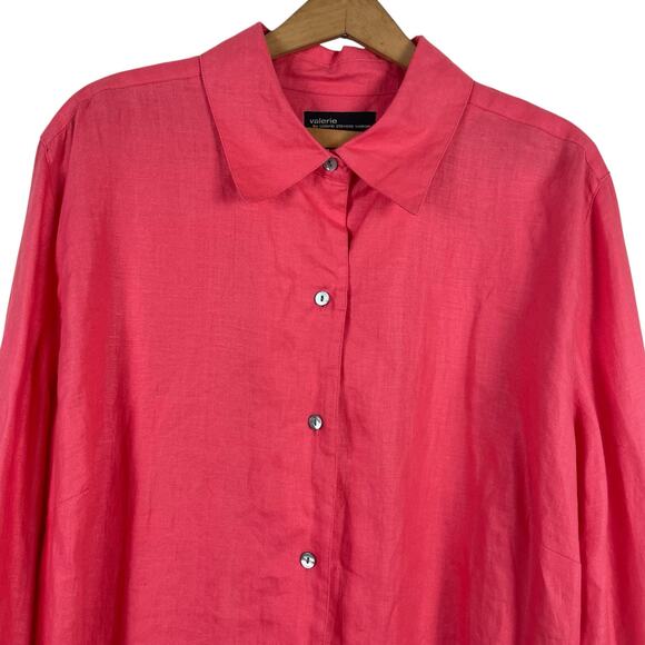 Valerie Stevens Woman 100% Linen Tunic Top 1X Beach Travel Resort Minimalist - Picture 2 of 8